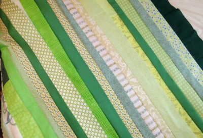Green fabrics.