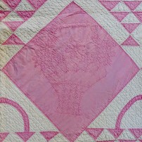 flower basket stitching in pink block